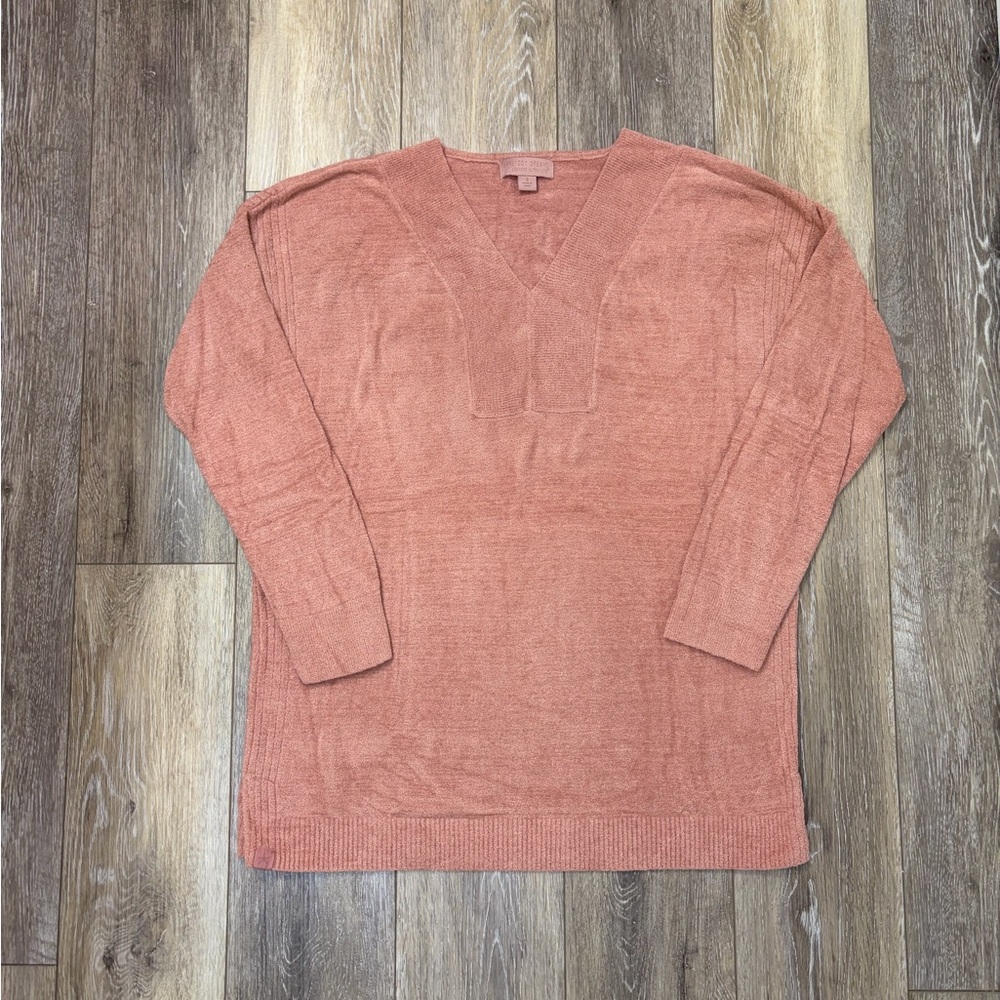 Barefoot Dreams CozyChic Ultra Lite Dusty Rose V-Neck Sweater - Picture 5 of 14